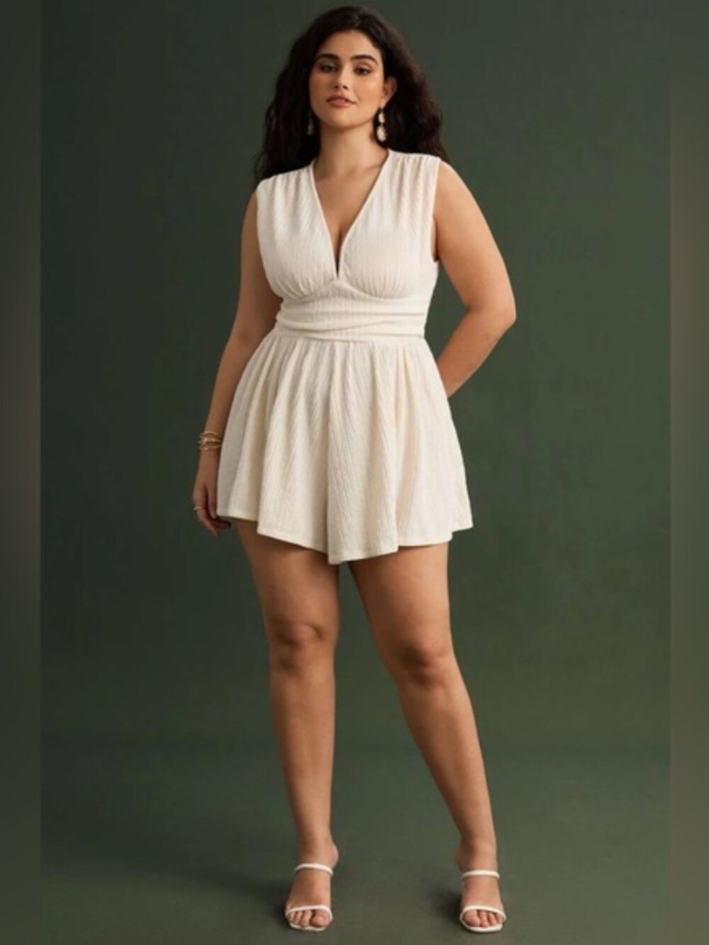 Micas Plus Size Ruched Sleeveless Wide Leg Romper Suze XL NWT